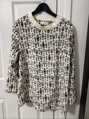 DAYDREAM WINEGLASS FLEECE PAJAMA TOP
